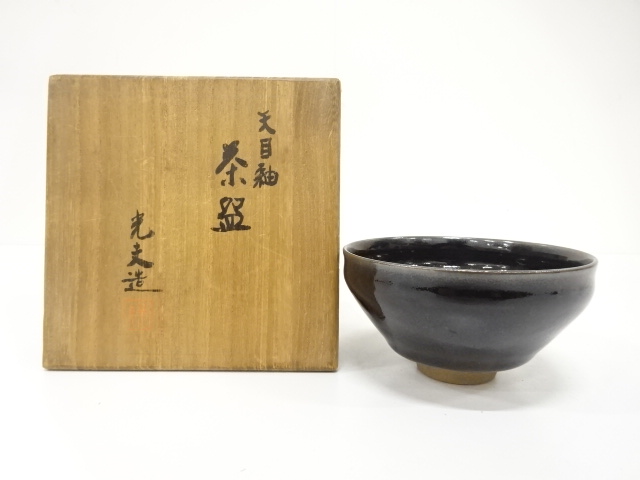 JAPANESE TEA CEREMONY / TENMOKU GLAZE TEA BOWL CHAWAN / ARTISAN WORK